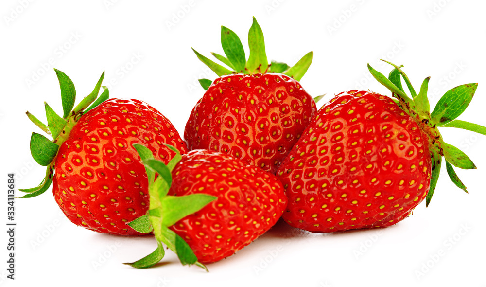 Strawberries with leaves isolated on a white background. Strawberries with leaves isolated on a white background.