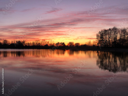 Sunset reflection in a lake around Zelhem