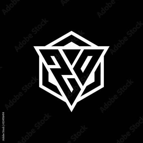 ZO logo monogram with triangle and hexagon shape combination