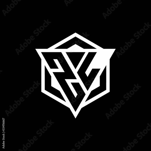 ZL logo monogram with triangle and hexagon shape combination