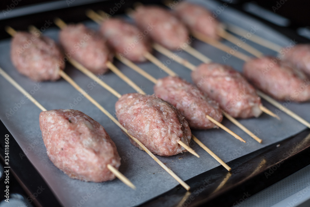 Raw Lula Kebabs Before Cooking Raw Lula Kebabs Before Cooking