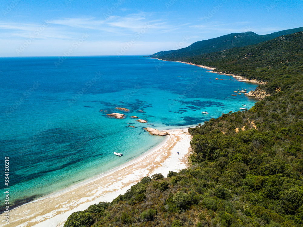Photo aérienne plage de Bodri Corse du nord