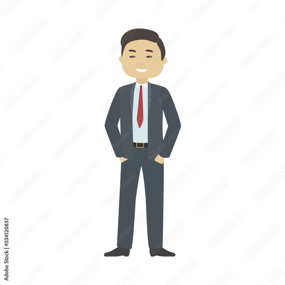 Smiling Asian employee. Vector illustration. Smiling Asian employee. Vector illustration.