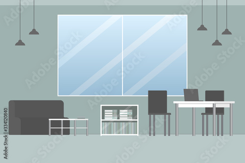 Office interior. No people. Vector illustration.