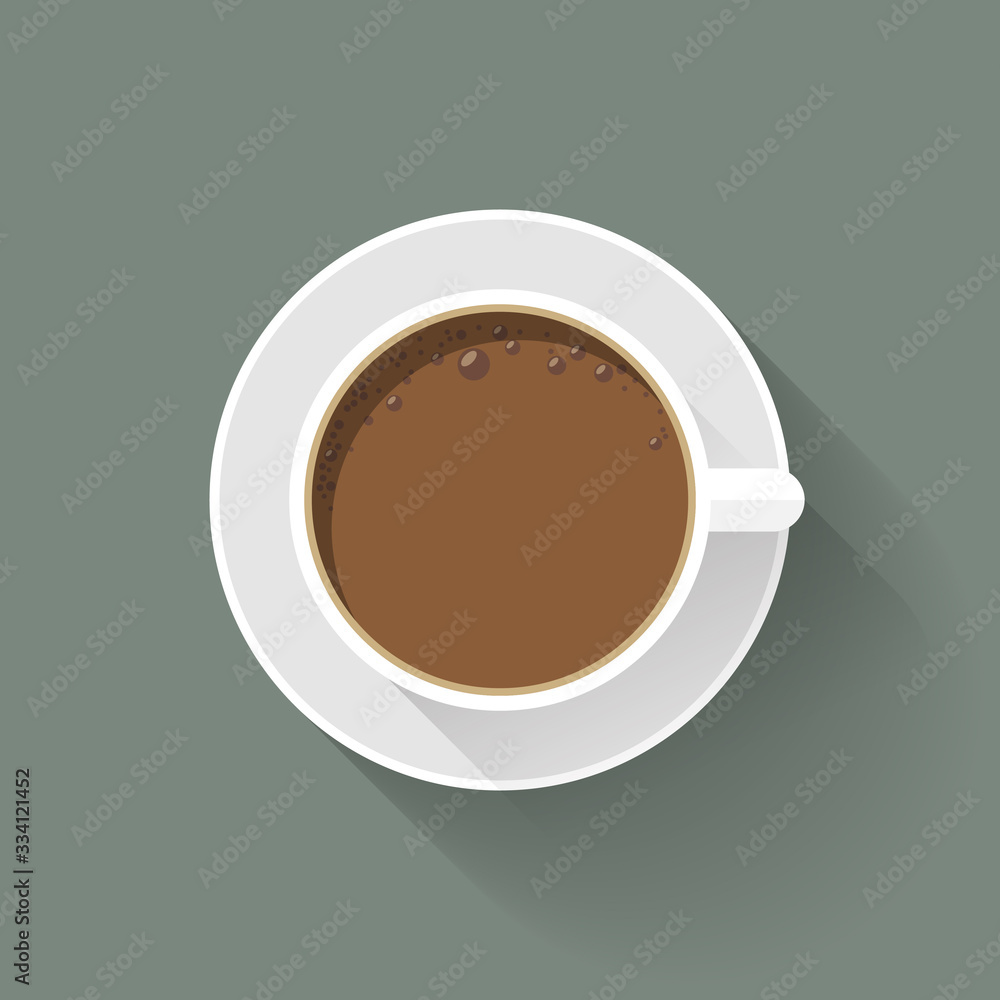 Coffee cup flat icon with shadow top view. Coffee cup flat icon with shadow top view.