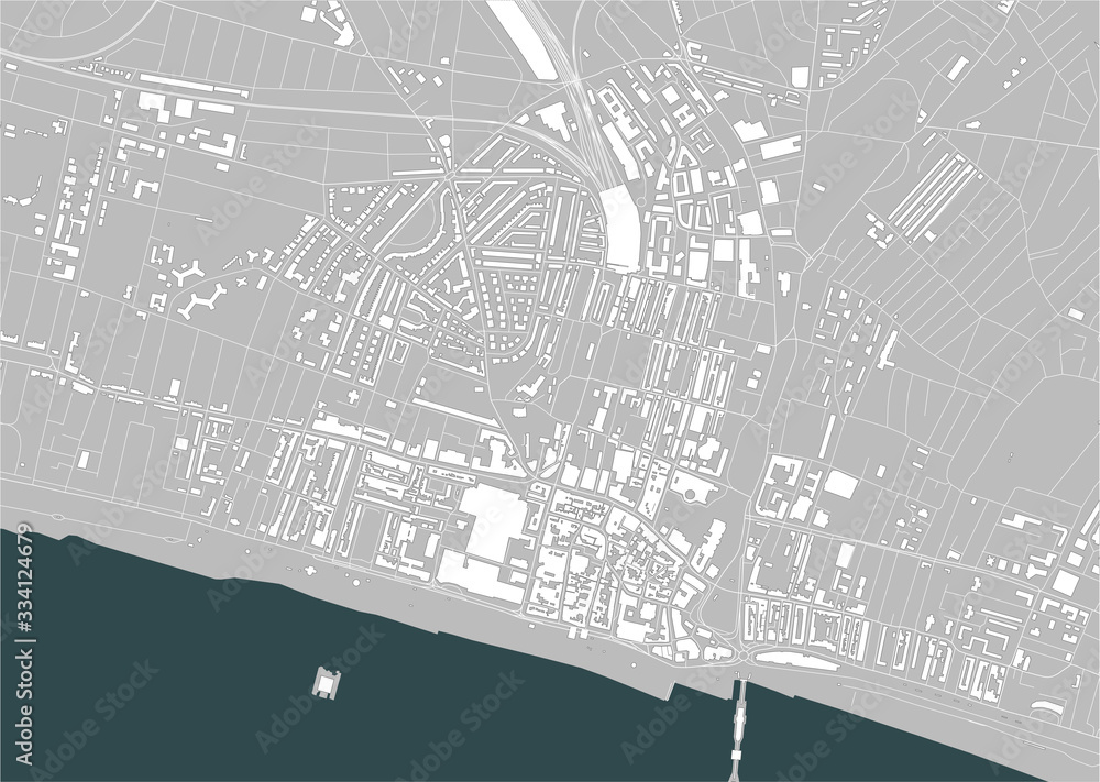 Obraz premium map of the city of Brighton, East Sussex, South East England, England, UK