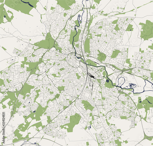 map of the city of Derby, East Midlands, England, UK