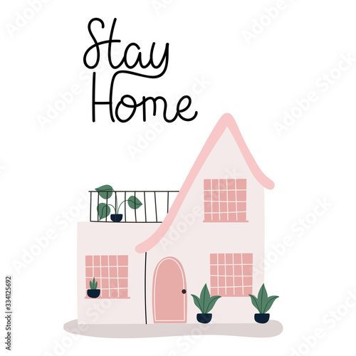 Stay home, Stay Safe, Social media campaign and coronavirus prevention for reduce risk of infection and spreading the virus. vector illustration.