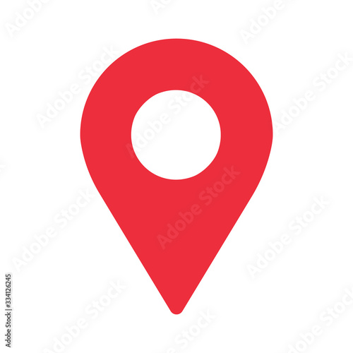 Red location icon. Map pointer. Flat style trend modern brand graphic design on white background. Vector illustration.