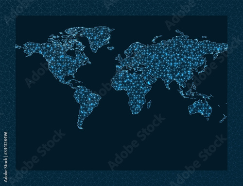 World map connection. Miller projection. World Network. Vibrant connections map. Vector illustration.