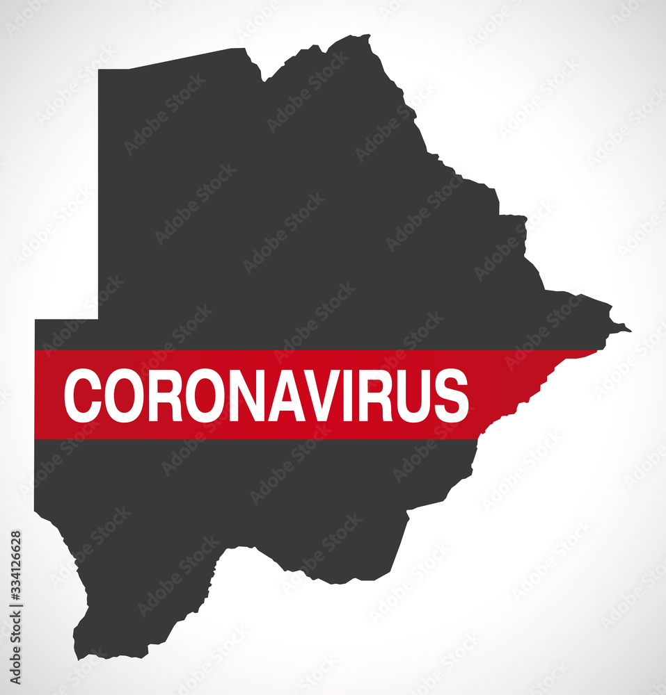 Botswana map with Coronavirus warning illustration