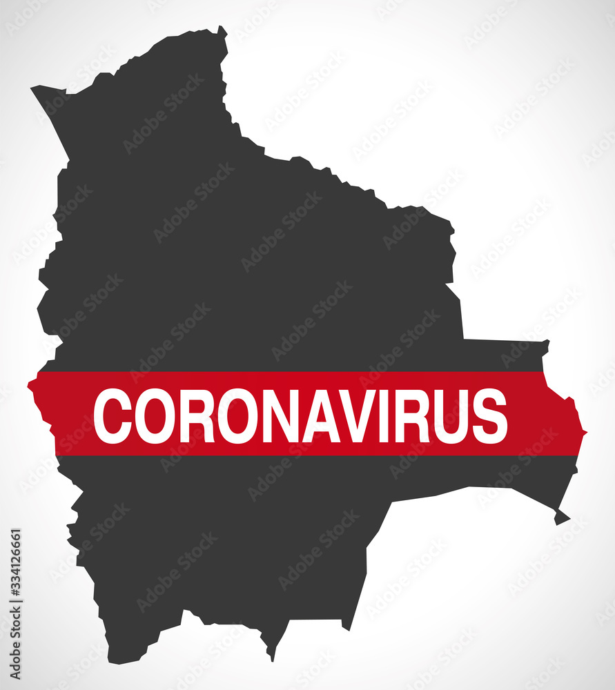 Fototapeta premium Bolivia map with Coronavirus warning illustration