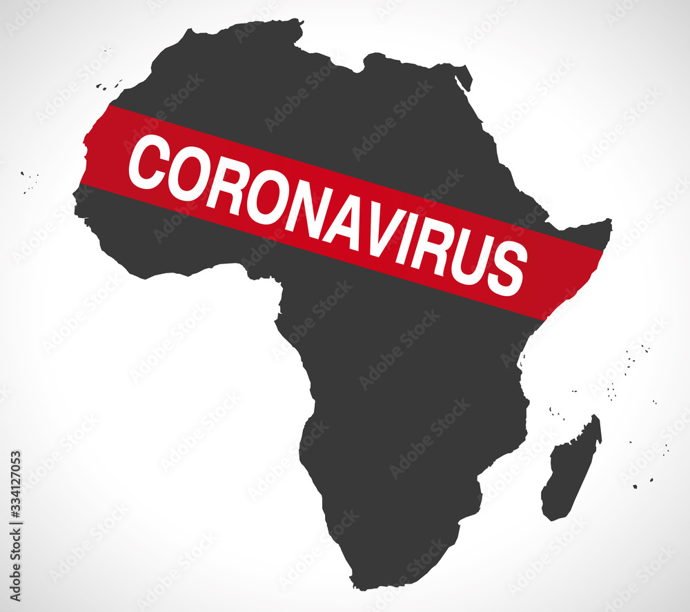 Fototapeta premium Africa map with Coronavirus warning illustration