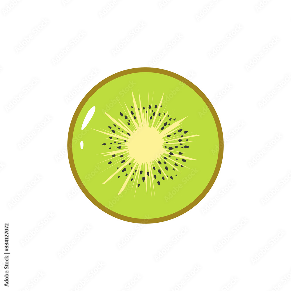 Sliced kiwi isolated icon on a white background.