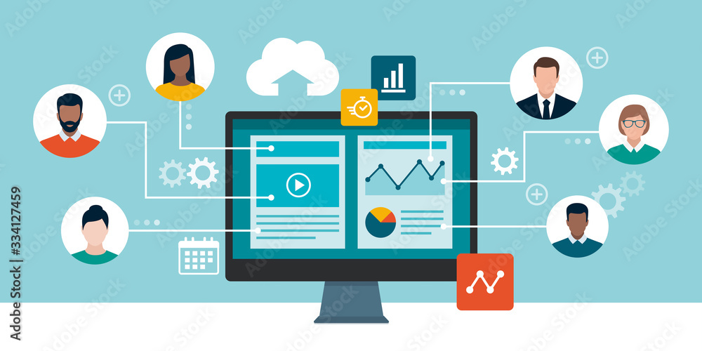 Professional business people working remotely online Professional business people working remotely online