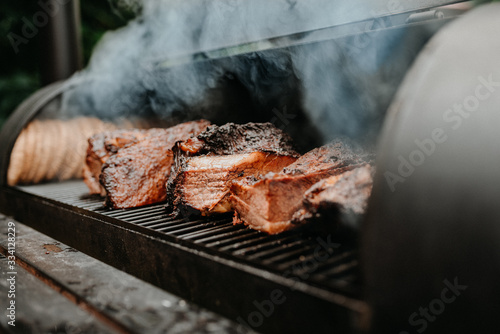 Canvas Print smoked meat on grill