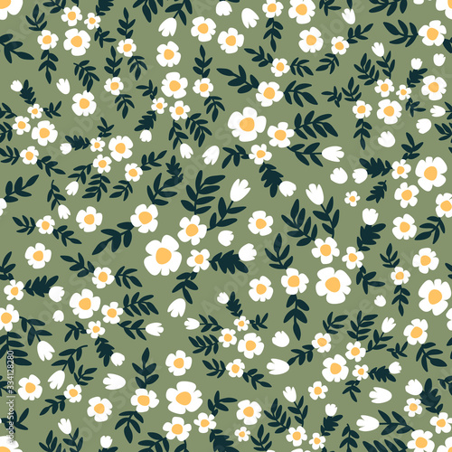 Trendy fabric pattern with small flowers.
