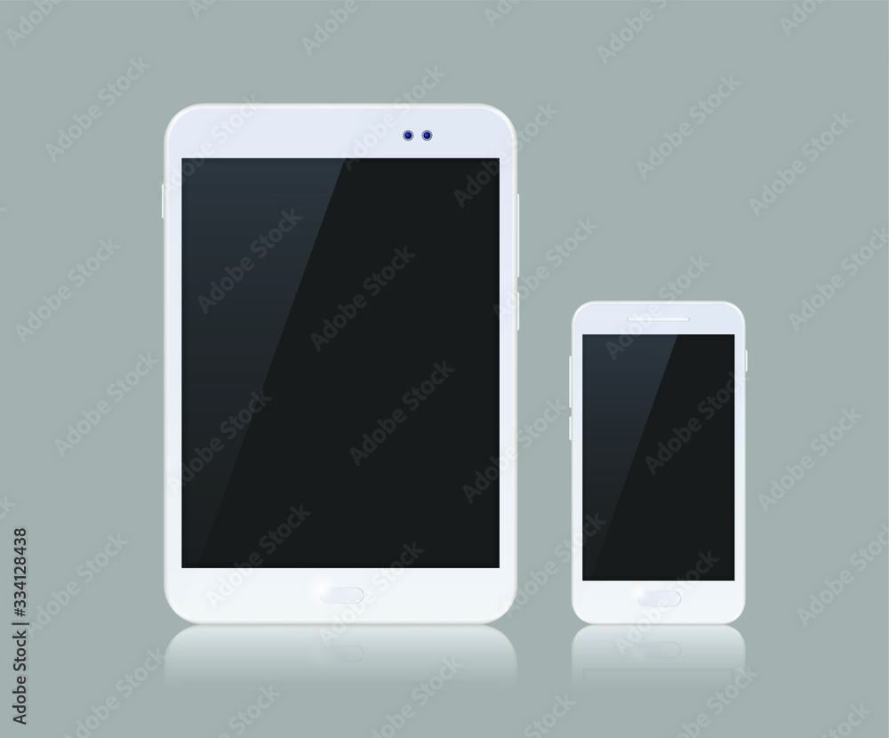 White Gadget with Blank Touch Screen . Isolated Elements on Background White Gadget with Blank Touch Screen . Isolated Elements on Background