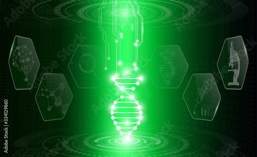 abstract background technology concept in green light,human body heal,technology modern medical science in future and global international medical with tests analysis clone DNA human