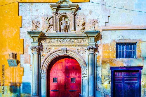 Architecture in Elche, Spain; colorful illustration photo