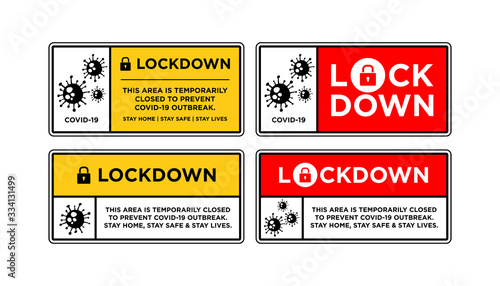 Covid-19 Coronavirus Disease Lockdown Signage Set.