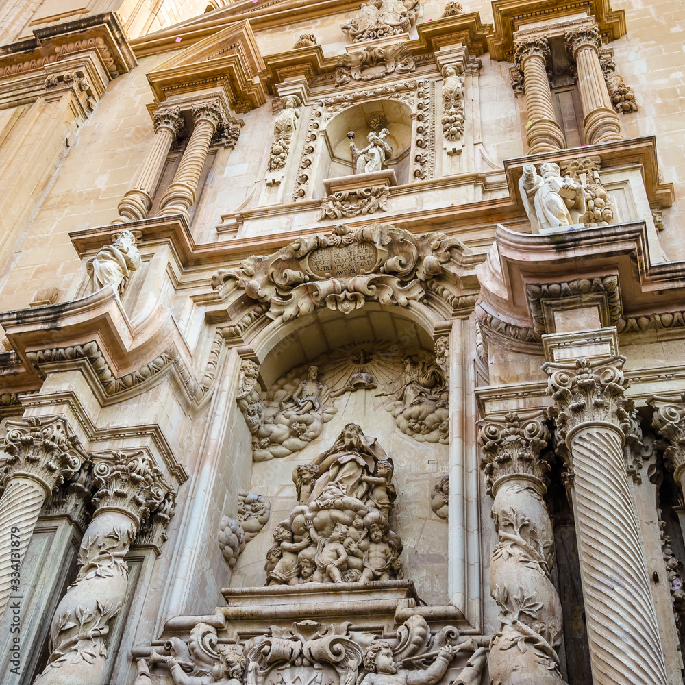 Facade of the Baroque basilica of Elche, Alicante province, Spain
