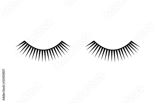 Eyelash long and thick. Mascara extension illustration. False lash logo. Vector icon design. Fashion