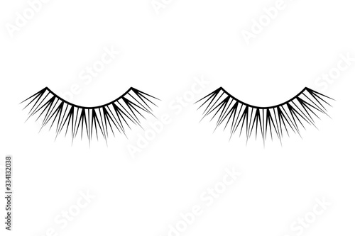 Eyelash long and thick. Mascara extension illustration. False lash logo. Vector icon design. Fashion