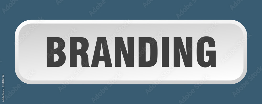 branding button. branding square 3d push button