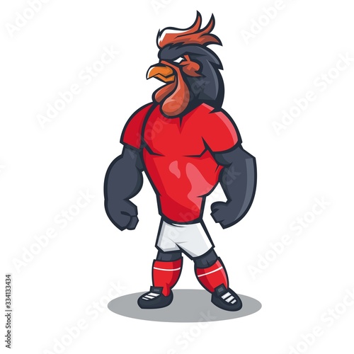 Rooster cartoon mascot design with modern illustration concept style for sport team