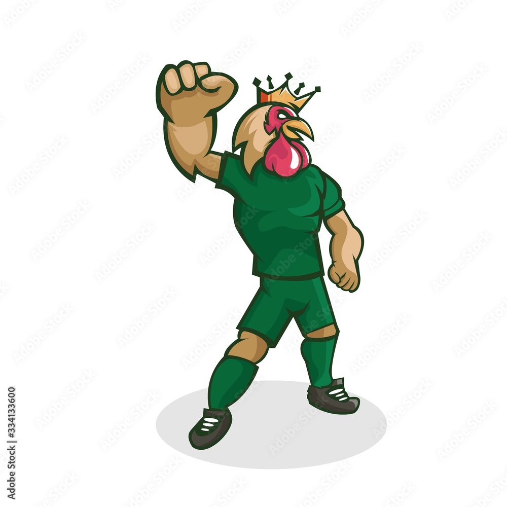 Rooster cartoon mascot design with modern illustration concept style for sport team Rooster cartoon mascot design with modern illustration concept style for sport team