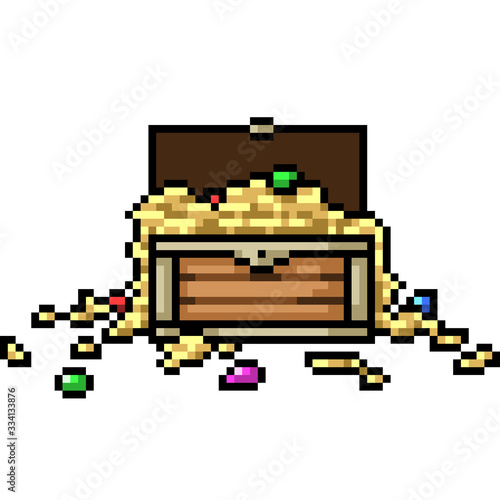 vector pixel art isolated treasure chest