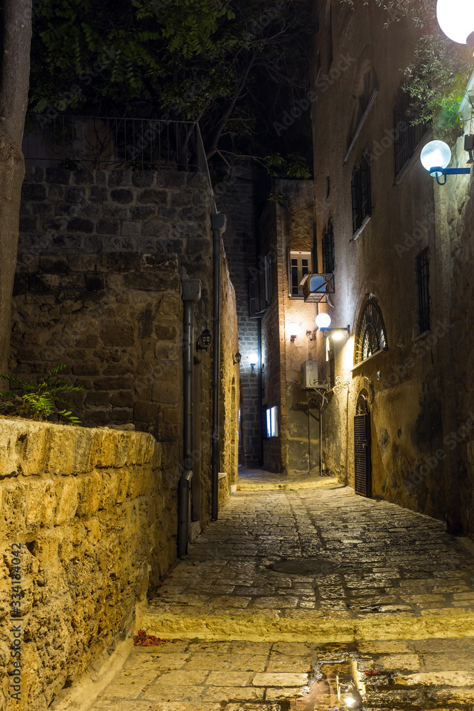 The alleys of Old Jaffa. Night