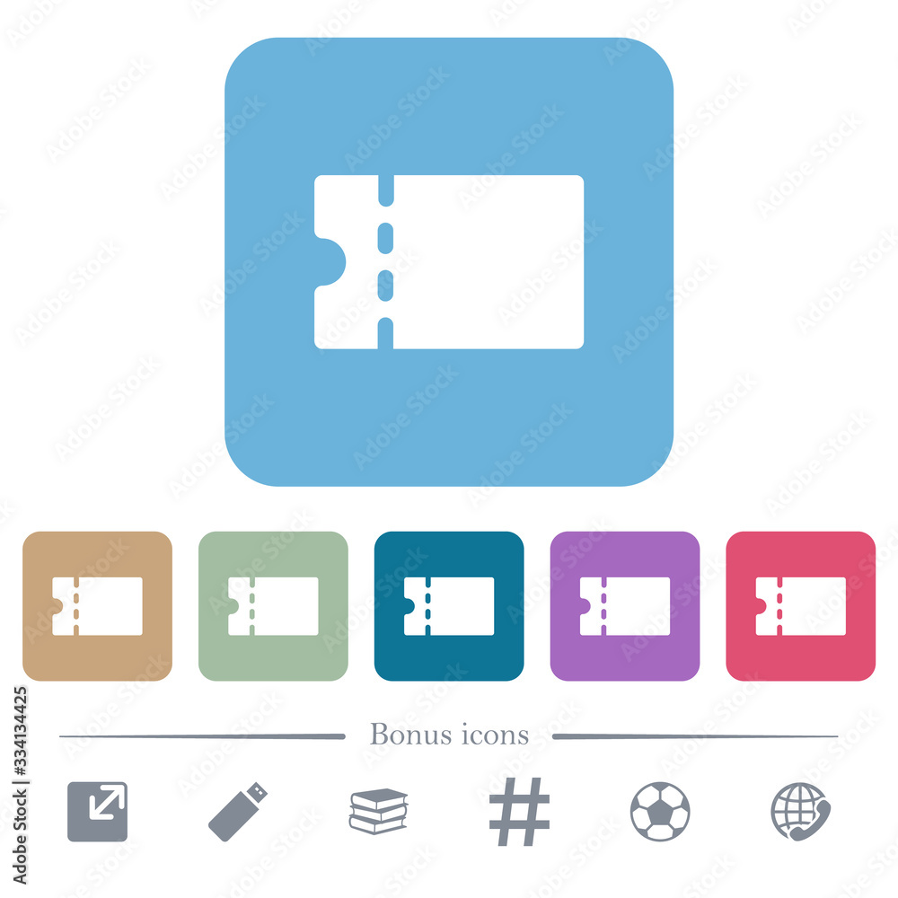Blank discount coupon flat icons on color rounded square backgrounds Blank discount coupon flat icons on color rounded square backgrounds