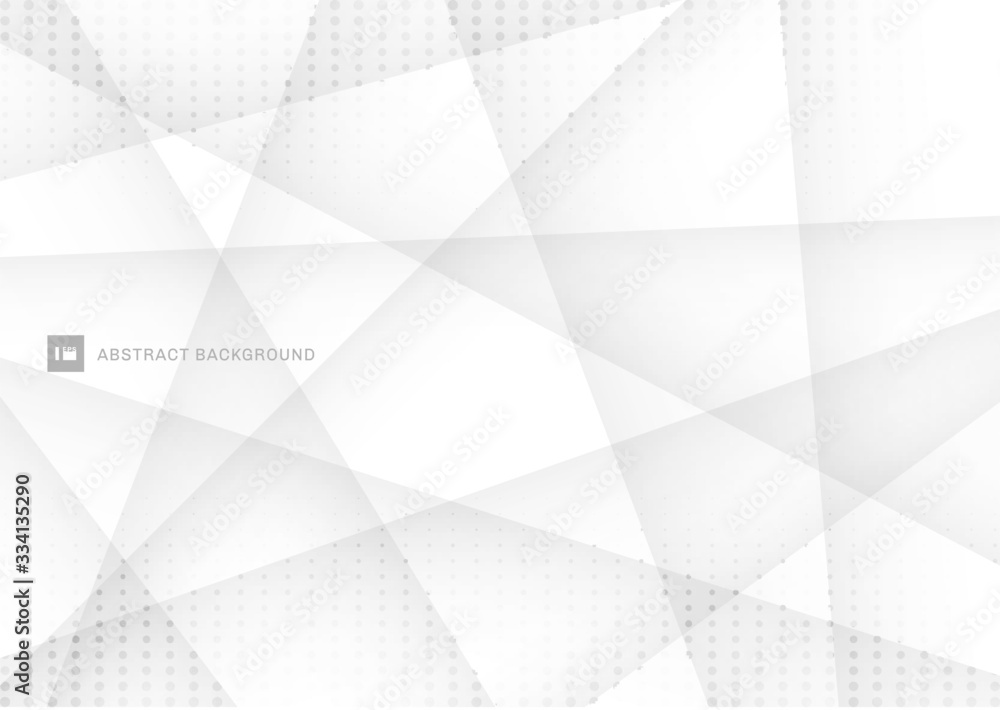 Obraz premium Abstract white and gray polygon background with halftone effect.