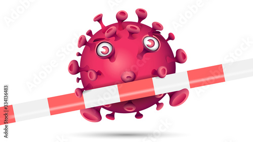 Violett roter Virus hinter rot-weissem Absperrband