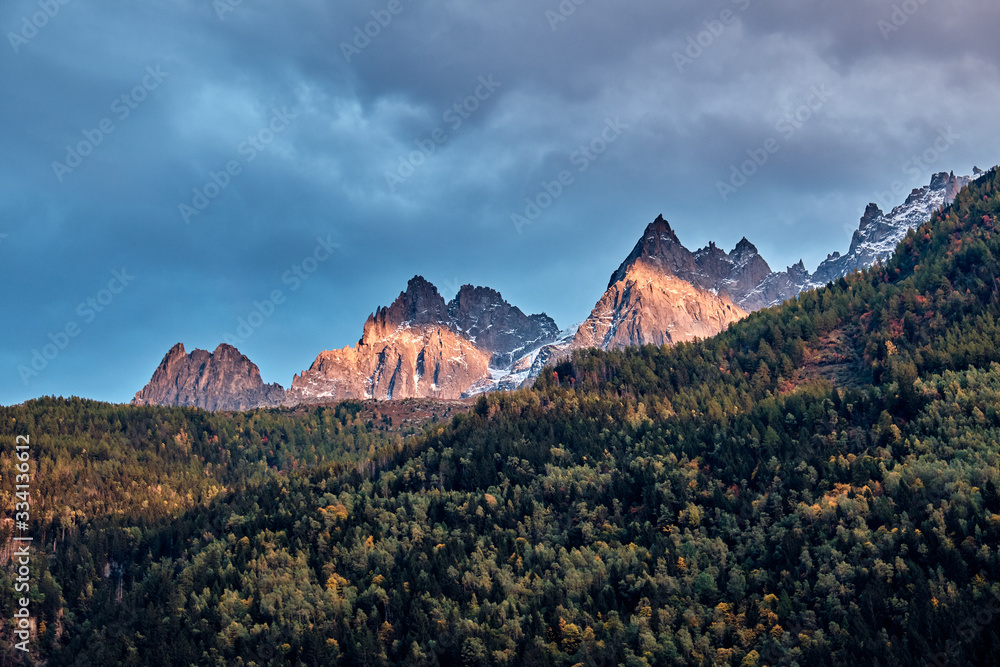 Landscape in the autumn in the Alps. Chamonix, France.