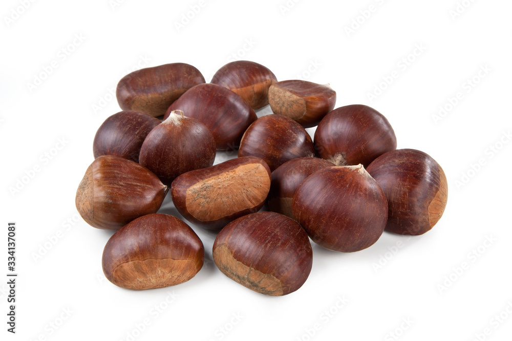 Bunch of Chestnuts – Isolated on White Background Bunch of Chestnuts – Isolated on White Background