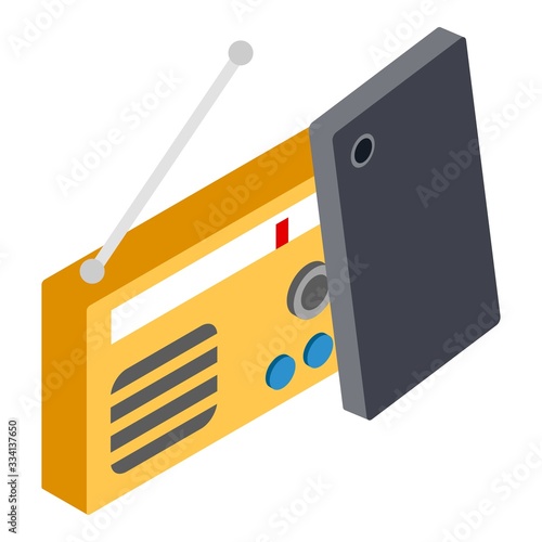 Online radio icon. Isometric illustration of online radio vector icon for web