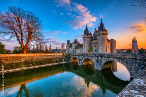 Famous medieval castle Sully sur Loire, Loire valley, France.