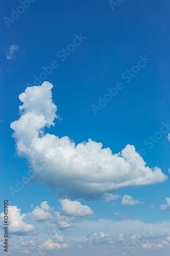a group of white cumulus clouds in the blue sky as a natural background