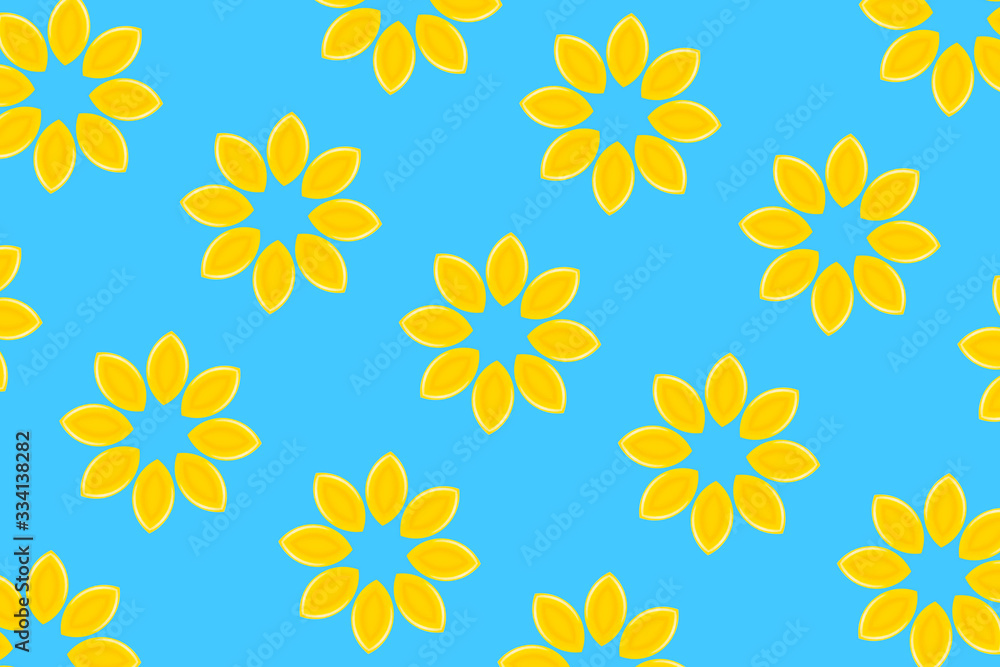 Yellow buttons on blue background. 