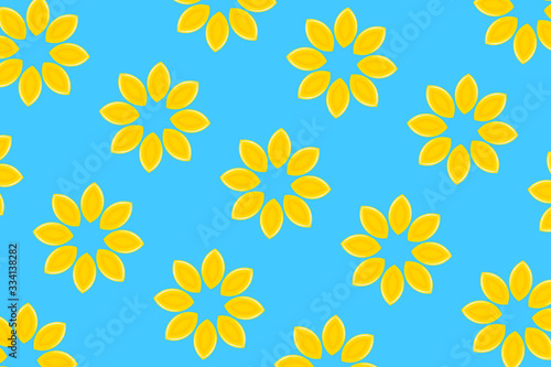 Yellow buttons on blue background. 