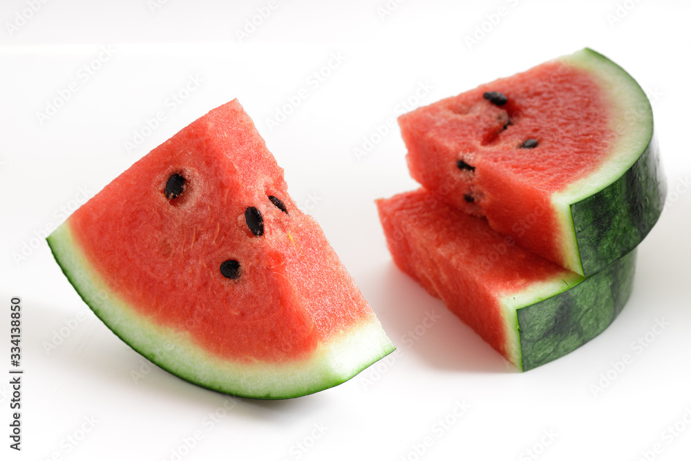 Pieces of fresh Watermelon on white background Pieces of fresh Watermelon on white background
