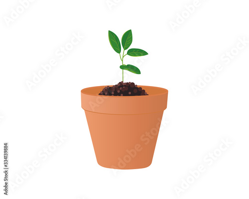 Vector illustration of a clay pot with a plant.
