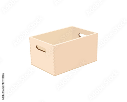 Vector illustration of a wooden box of veneer with handles.