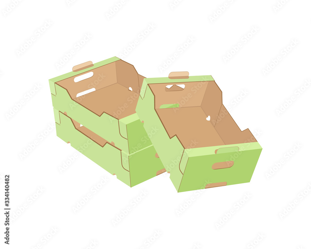 Vector illustration of green boxes for fruits. Vector illustration of green boxes for fruits.