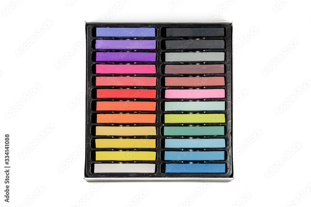 multicolored pastels on white background multicolored pastels on white background