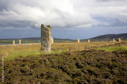 Brodgar - Orkney (Scotland), UK - August 06, 2018: Ring of standing stones at Brodgar, Orkney, Scotland, Highlands, United Kingdom photo