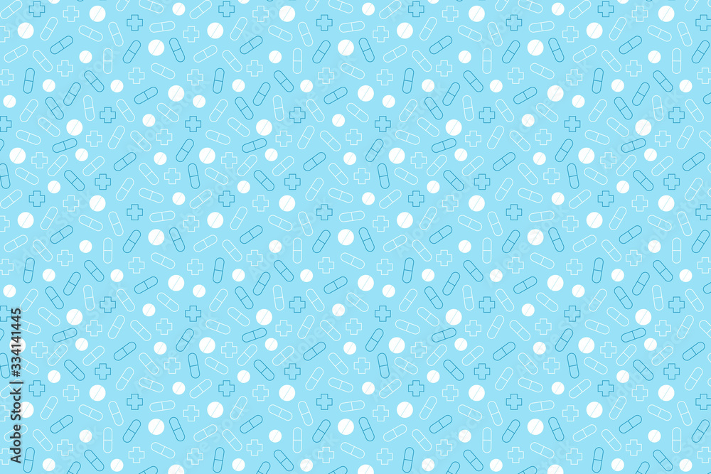 Blue and white pills pattern. Blue medical background Blue and white pills pattern. Blue medical background